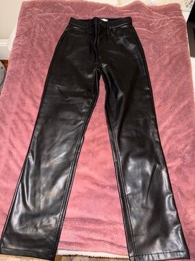 Abercrombie & Fitch Black Faux Leather Straight-Leg Pants